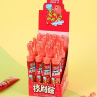 Vente en gros de dentifrice liquide en tube à presser et à brosser, bonbons à la confiture, étiquette privée personnalisée, dentifrice en tube, bonbons au sucre, jouets pour enfants