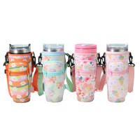 Manchon de tasse en polyester avec sangle d'épaule réglable, thermique, multi-usage, directement de l'usine, pour randonnée, camping, voyage, gobelet, tasse, utilisation en extérieur
