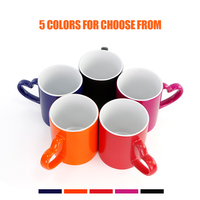 Mug à poignée en forme de cœur, changeant de couleur, vierge pour sublimation, tasse à café magique activée par la chaleur, personnalisable avec photo, cadeau de Saint-Valentin