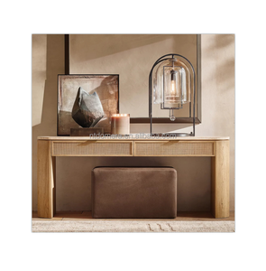 Solid Marble Top with White Oak Veneer Double <strong>Drawer</strong> Writing <strong>Desk</strong> - Product Image 6