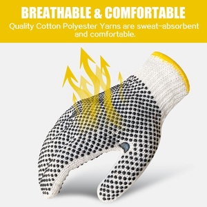 Guante punteado de <span class=keywords><strong>PVC</strong></span> de doble cara Guante de trabajo de seguridad Guantes de punto de algodón blanco para trabajo Trabajo de jardín industrial - Product Image 3