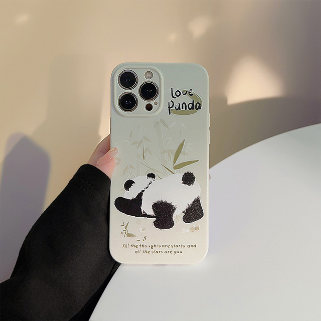 For iPhone 15 14 13 12 11 Pro Max Plus PC Animal Cartoon Panda Mobile Phone Case Cover for iPhone 15 Silicone Case