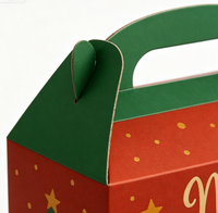 Boîte cadeau de Noël recyclable avec poignée intégrée, impression offset pour l'emballage de biscuits et de bonbons de Noël