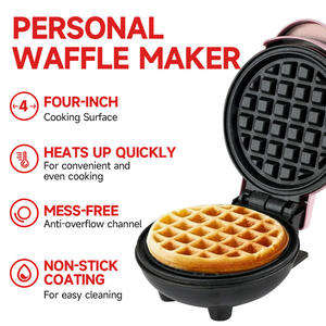 Mini gaufrier électrique automatique avec surface de plaque antiadhésive pour la fabrication de beignets pour le petit déjeuner, le dessert et le snack. - Product Image 6