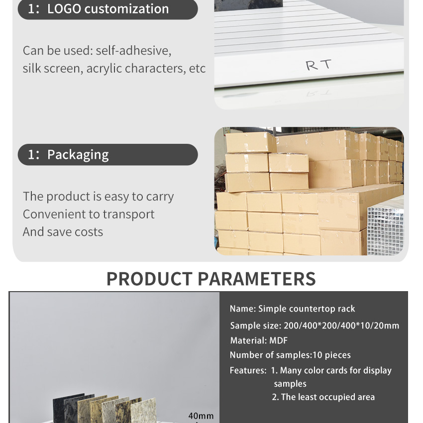 Wholesale Wooden Tabletop Marble Display Stand Mdf Ceramic Tile Stone Desk Stand Countertop Quartz Sample Table Rack