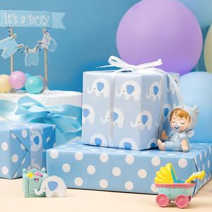 MAYPLUSS Blue Elephant Wrapping Paper Roll 17Inch X 33Feet Reversible Baby Shower Gift Wrap - Product Image 4