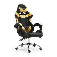 Chaise de jeu ergonomique de luxe à dossier haut, pivotante et réglable, avec construction métallique, appui-tête, support lombaire et fonction massage, pour bureau et domicile