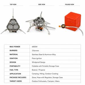 STARCAMP 6800W Staal Outdoor Solo Rugzak Hiking Propane Butane Winddichte Spray Gas <span class=keywords><strong>Camping</strong></span> Draagbare 3-pits Kooktoestel - Product Image 2