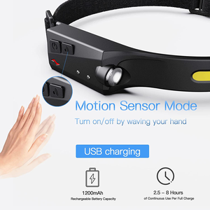 Đầu ánh sáng Silicone 230 rộng chùm <span class=keywords><strong>LED</strong></span> cảm biến chuyển động COB đèn pha đèn pin USB sạc không thấm nước cắm trại đèn pha - Product Image 3