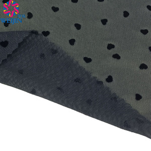 Diseño textil personalizado muestras gratis tejido 100% poliéster <span class=keywords><strong>tul</strong></span> Power Mesh Crape Flock estampado corazón negro <span class=keywords><strong>tela</strong></span> para ropa vestido - Product Image 6