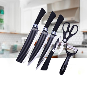 Ensemble de couteaux de cuisine T232 en acier inoxydable, lames antiadhésives, trancheur à pain, couteau utilitaire Santoku, 6 pièces, couteau de chef - Product Image 5