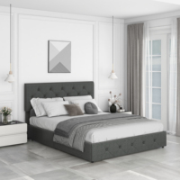Cadre de lit de luxe moderne taille Queen Kainice Lit rembourré simple personnalisé en bois massif pour rangement dans un petit appartement
