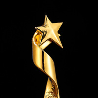 Argent tasse trophée personnalisé en métal trophée trophée d'étoile en métal de base en cristal noir