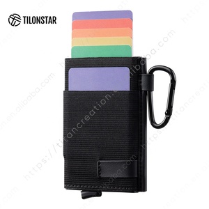 Tilonstar เคสอลูมิเนียมพรีเมี่ยมแบบมีความยืดหยุ่นมีสไตล์, ที่ใส่บัตรเครดิต RFID ป๊อปอัพ TVC213พร้อมพวงกุญแจแบบห่วง - Product Image 1
