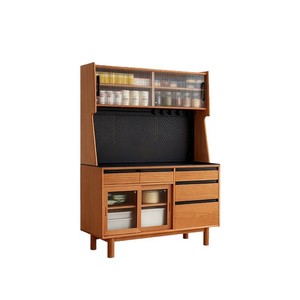 Solid Wood <b>Sideboard</b> <b>Kitchen</b> Cabinet With Glass Doors Modern Integrated Storage <b>For</b> Home <b>Kitchen</b> - Product Image 5