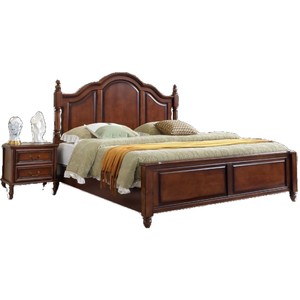 Cama de Madera Maciza Estilo Americano de 1.8M, Cama Doble con Almacenamiento, Muebles para Dormitorio Principal, Artesanía en Madera de Caucho - Product Image 5