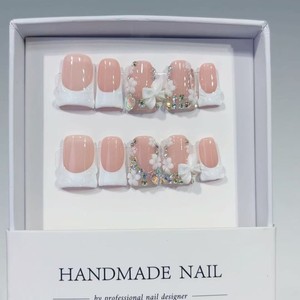 <span class=keywords><strong>Uñas</strong></span> Postizas Acrílicas <span class=keywords><strong>con</strong></span> Punta Francesa Blanca TSZS, Forma de Pico de Pato, Gel Suave, Hechas a Mano, <span class=keywords><strong>con</strong></span> <span class=keywords><strong>Flores</strong></span> <span class=keywords><strong>3D</strong></span> y Dijes de Diamantes de Imitación - Product Image 2