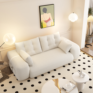 Canapé d'angle convertible 3-en-1 pliable, design modulaire moderne et écologique, housse Teddy durable, idéal appartement et hôtel - Product Image 2