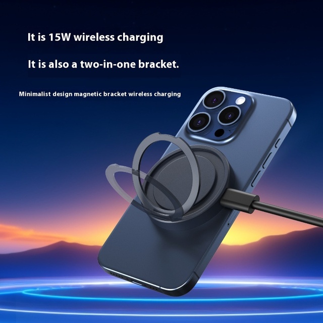 15W Magnetic Suction for Certified Wireless Charging Phone Holder 16-Fold Ring Type-C Port Multi-Function for Earphones Input