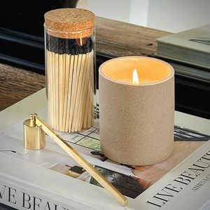 装飾用マッチガラス瓶 |   4インチ オールブラック ロングマッチ (100本) + コルク製トップホルダー + ストライカーステッカー |   安全で環境に優しい - Product Image 3