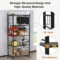 Étagère en fil métallique pliable à 5 niveaux de grande capacité Étagère de rangement rotative 20 crochets pour l'organisation de la cuisine du garage
