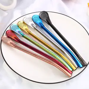 Drinking Straw With Filter Straw Spoon Valentine Food Grade Colorful Yerba Metal Stainless Steel 1 Piece Laser 10 Pcs