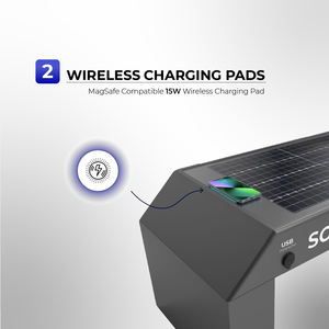 Station de recharge solaire Y2 Power WYN pour téléphone portable, banc de recharge sans fil avec routeur WiFi 4G (300m) et éclairage LED au sol - Product Image 3