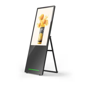 43 inç LCD taşınabilir reklam ekranları ekran tabela akülü hareketli Kiosk Totem kapalı taşınabilir dijital LCD Poster