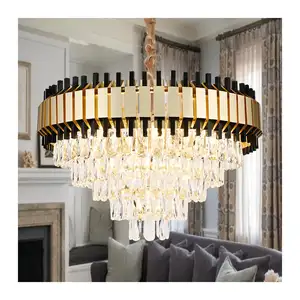 Crystal Ceiling Lamp Nordic Hotel Lobby Home Staircase Gold Sky Star Led Ring Chandelier With Three Light Balls For Living Room