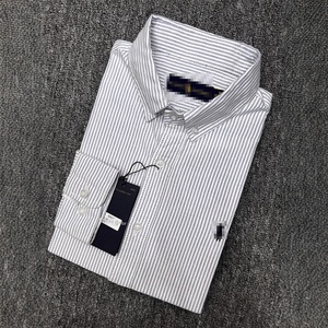 Camicia da Uomo RL Lafu, Business Casual, a Righe, Oxford, Monopetto, <span class=keywords><strong>in</strong></span> Misto Cotone, Maniche Lunghe, Colletto Rovesciato, con Ricamo - Product Image 4
