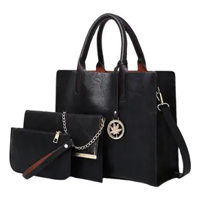 Wholesale High Quality Pu Leather Ladies Shoulder Crossbody Bags Large Capacity Handbags 3pcs Set Casual Women Tote Bag