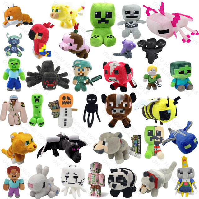 Minecraft Plush Toys Final Shadow Dragon Steve Bat Squid Zombie Stuffed Animal Dolls for Kids Birthday Gift