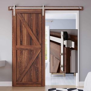 Kit de Herrajes Modernos para Puertas Correderas de Granero con Cierre Suave, de Aleación de Aluminio, 6.6 Pies, Negro Mate, para Puertas Interiores, Baño y <span class=keywords><strong>Cocina</strong></span> - Product Image 2