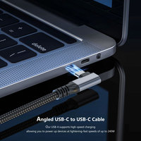 Câble USB4 à 90 degrés 240W 40 Gbps compatible Thunderbolt 4, câble vidéo 8K60Hz en nylon tressé Type C vers Type C pour le gaming