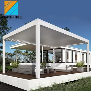 Teto de alumínio bioclimático para jardim, gazebo, cobertura para pátio, proteção solar, telhado de alumínio, cobertura para pergolado, com cerca de alumínio