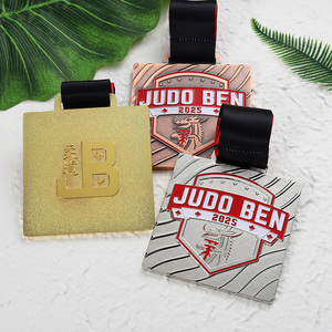 2025 Year Zinc Alloy <strong>Metallic</strong> Medals Karate Dragon Judo Jiu-Jitsu Custom Metal square <strong>Shape</strong> Large Gold Silver Bronze Medals - Product Image 5