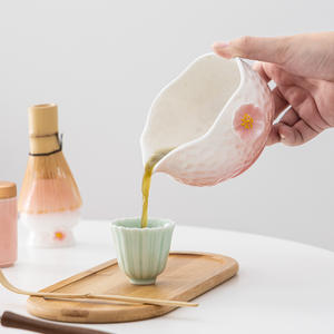 Juego de 8 piezas de cuencos de cerámica hechos a mano con diseño floral para matcha, bandeja y soporte para Chasen, estilo japonés para ceremonia del té <span class=keywords><strong>Bancha</strong></span>, transfronterizo - Product Image 4