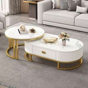 Meubles haut de gamme, style minimaliste italien, <span class=keywords><strong>table</strong></span> <span class=keywords><strong>basse</strong></span> ovale en dalle de roche stable, de forme ronde, pour salon - Product Image 5