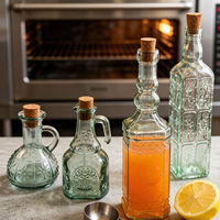 Distributeur d'huile d'olive et de vinaigre en verre vert avec couvercle en liège, bouteille hermétique pour condiments, design carré, lot de 4 pour assaisonnement de cuisine