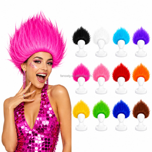 Peluca Divertida Unisex, Peluca Peluda para Disfraces, Diadema <span class=keywords><strong>con</strong></span> Pelo Corto y Rizado para Mardi Gras, Halloween, Cosplay y Fiestas - Product Image 1
