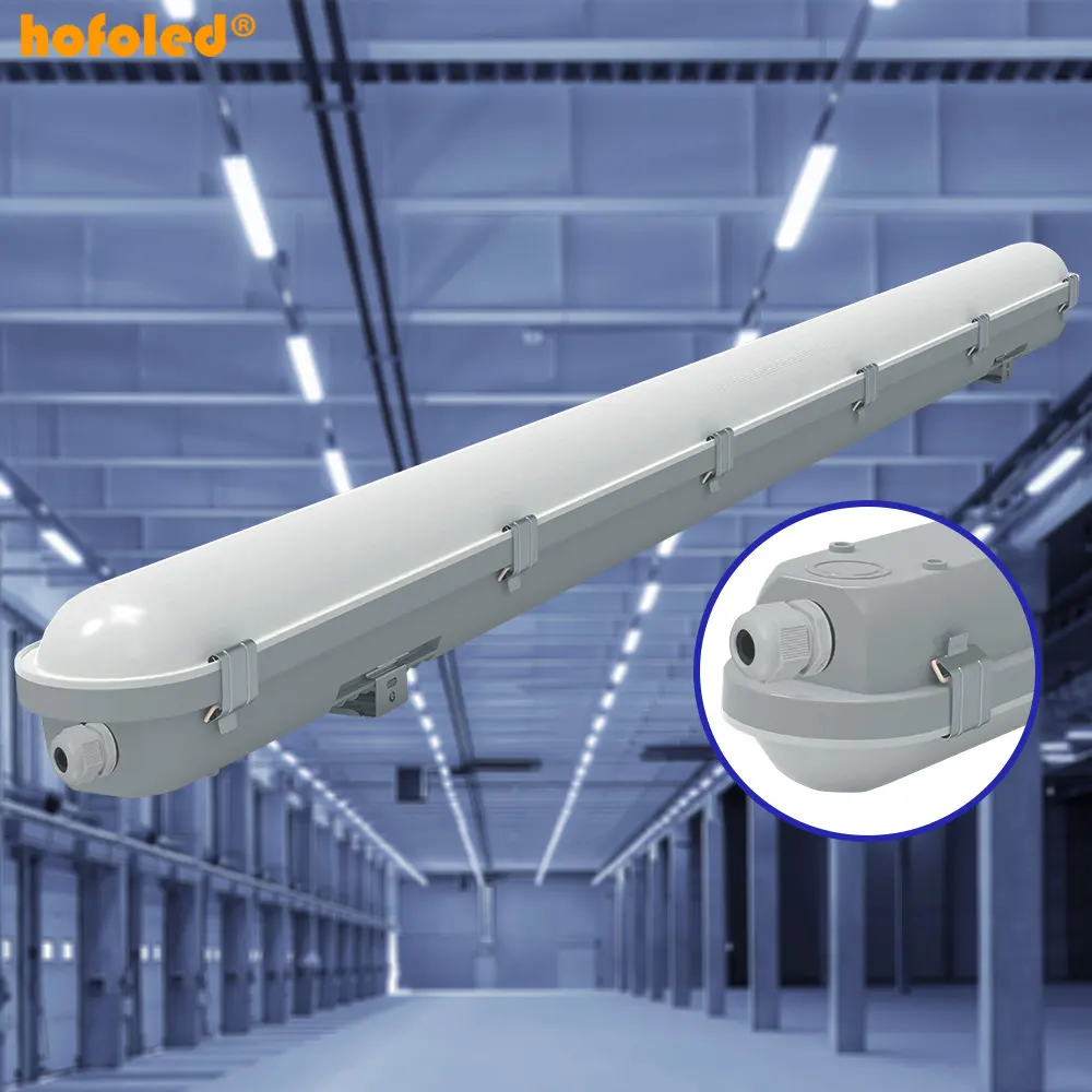 Hofoled Chống Nước 20W 30W 40W LED Vapor Tight Light 100-277V IP66 1.2M 4FT Đóng Gói Nhà Để Xe Kho LED Tri Proof Light