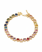 Z H Farbiges CZ Tennis-Armband Vergoldetes Messing Diamant Klassisches Geometrisches Unisex Modeschmuck Elegantes Statement-Design Großhandel
