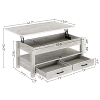 Combohome Table basse élévatrice en bois rustique en bois avec compartiment caché et étagère de rangement réglable