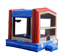 Château gonflable carré rouge et bleu pour enfants, idéal pour les locations de fêtes