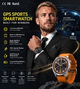 Reloj Inteligente <span class=keywords><strong>GPS</strong></span> Resistente con Barómetro y Brújula, Carga Magnética para Deportes al Aire Libre y Natación - Product Image 1