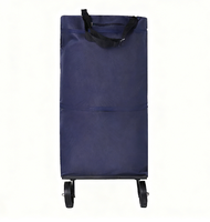Sac de courses pliable et personnalisable noir en polyester, réutilisable, pour chariot de courses