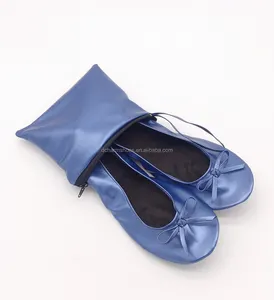 फैक्टरी बिक्री महिलाओं Foldable फ्लैट जूते आवारा कैंडी रंग पर्ची पर तह फ्लैट जूते बैले फ्लैट आरामदायक