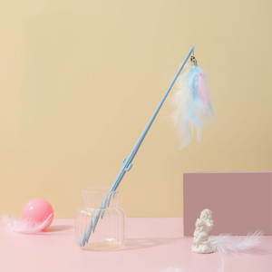 <b>Cat</b> Teaser Wand Feather Stretchable <b>Interactive</b> Soft Colorful Stick Wand <b>Cat</b> <b>Toys</b> - Product Image 1