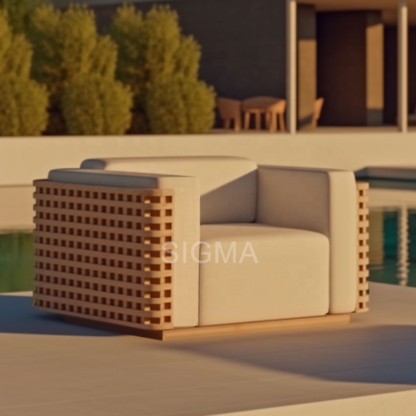 New arrival outside beach furniture patio garden furniture solid teak wood outdoor sofa set