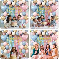 Kits de Décoration de Fête de Révélation du Sexe du Bébé Personnalisés Garçon ou Fille avec Bannière 'Oh Baby' Garçon ou Fille, Décoration de Gâteau et Rideau à Franges